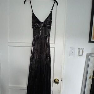 Banana Republic Reggeria Silver Pleated Dress